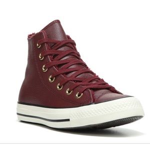 leather high top converse with fuzzy lining